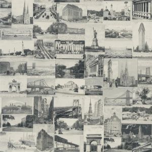 New York Postcard - Black - Wallpaper by Designers Guild