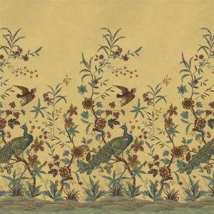 Peacock Toile Scene 1 Sepia - Wallpaper by Designers Guild