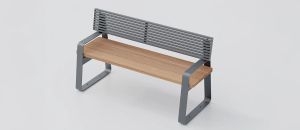 Bench "Easy Mix" with Wood Seat and Steel Backrest - Bench by DIMCAR
