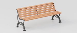 Bench "Lesina" in Steel and Okumè Wood without Armrests - Bench by DIMCAR