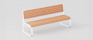 Designer Bench "Cross" in Okumè Wood and Steel - Bench by DIMCAR