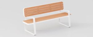 Elegant Bench "Ace" in Okumè Wood with Armrests - Bench by DIMCAR