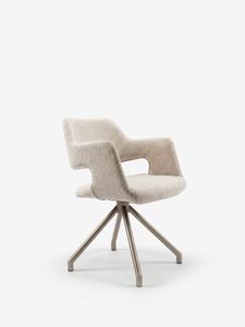 Zefira chair imbottita di design with braccioli - fabric effetto cotton and base in metal champagne - Chair by Divani Store