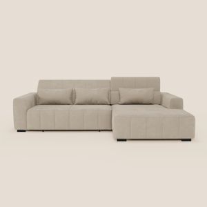 Doric Divano angolare con penisola e sedute allungabili con relax elettrico - poggiatesta reclinabili in tessuto smacchiabile T23 - Sofa by Divani Store