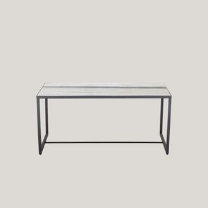 Ines tavolino rettangolare in marmo bianco venato con struttura antracite - Sofa by Divani Store