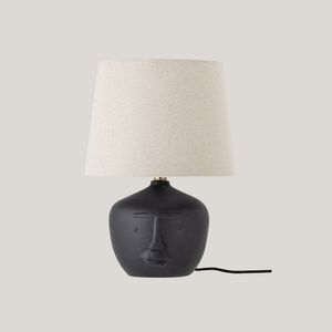 Matheo lampada da tavolo con base in terracotta nera e paralume in lino - Table lamp by Divani Store