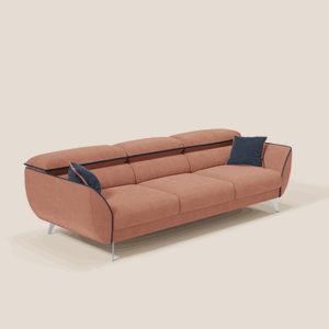 Michelangelo 4 Posti bicolore – Divano con 3 sedute estensibili e poggiatesta reclinabili in tessuto smacchiabile T23 - Sofa by Divani Store