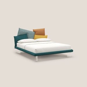 Rebus bed upholstered with design modern with feet trasparenti in plexiglass - Bed frame by Divani Store