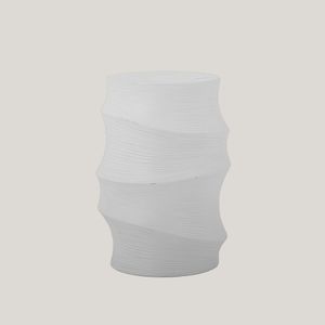 Volise tavolino scultoreo cilindrico in gres stoneware bianco - Sofa by Divani Store