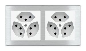 2 fold plates and frames to be used with power sockets (60x60 mm modules) - Finishes accessories by EKINEX