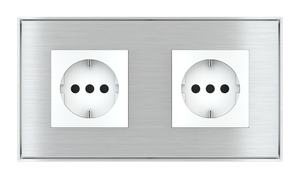 2 fold plates and frames to be used with power sockets (45x45 mm modules) - Finishes accessories by EKINEX
