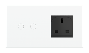 Proxima series rectangular solution for a 2-fold button and a power socket - UK, UN - Finishes accessories by EKINEX