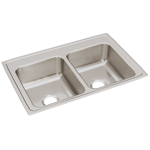 Lustertone® Classic Stainless Steel 33" x 22" x 8-1/8" Equal Double Bowl Drop-in Sink - Kitchen Sink by Elkay