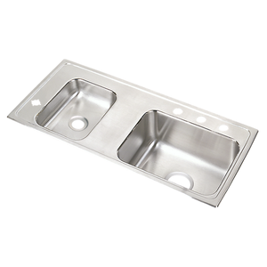 Lustertone® Classic Stainless Steel 37-1/4" x 17" x 7-5/8", Double Bowl Drop-in Classroom Sink - Kitchen Sink by Elkay