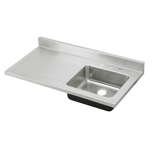 Lustertone® Classic Stainless Steel 48" x 25" x 7-1/2" 4-Hole Single Bowl Sink Top w/Left Drainboard - Kitchen Sink by Elkay
