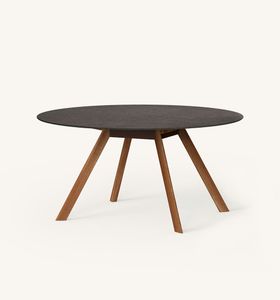Atrivm outdoor round dining table with solid wood legs - Table by EXPORMIM