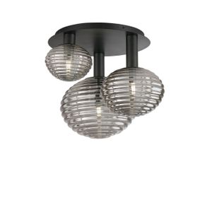 Plafoniera RIPPLE in metallo nero con tre diffusori in vetro - Ceiling lamp by Fan Europe Lighting