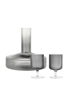 Ripple Wine Carafe & Wine Glasses - Set of 2 - Gift Set - Smoked Grey - Furniture accessories by Ferm Living