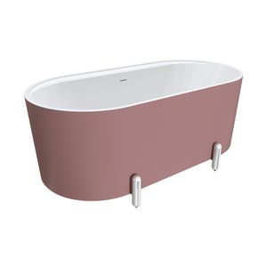 Aluca Freestanding Bath, 1500mm Matte Rouge with Chrome Legs with overflow - Bathtub by Fienza