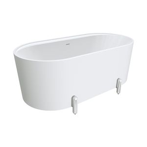 Aluca Freestanding Bath, 1500mm Matte White with Chrome Legs with overflow - Bathtub by Fienza