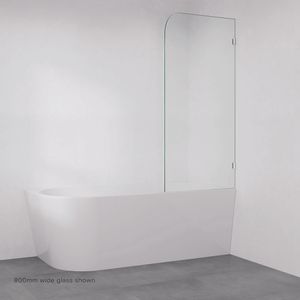 Curved Edge Fixed Frameless Glass Bath Panel, Chrome - Shower by Fienza
