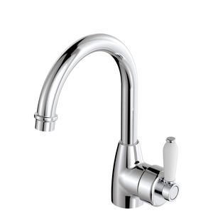 Eleanor Gooseneck Basin Mixer, Chrome / Ceramic - Washbasin by Fienza