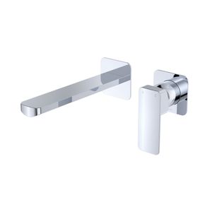 Tono Basin/Bath Wall Mixer Set, Square Plates, 200mm Outlet, Chrome - Washbasin by Fienza