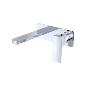 Tono Basin/Bath Wall Mixer Set, Rectangular Plate, 200mm Outlet, Chrome - Washbasin by Fienza