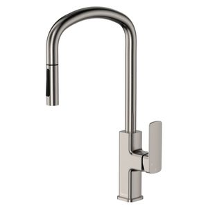 Tono Pull Out Sink Mixer, Brushed Nickel - Kitchen Sink by Fienza