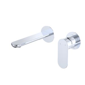 Empire Slim Basin/Bath Wall Mixer Set, Round Plates, 160mm Outlet, Chrome - Washbasin by Fienza