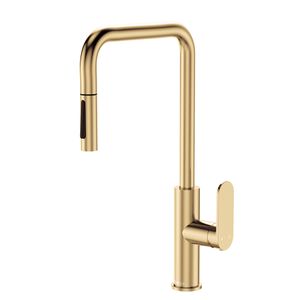 Empire Slim Pull-Out Sink Mixer, Urban Brass - Kitchen Sink by Fienza