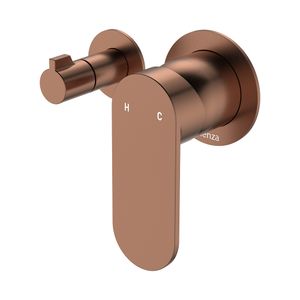Empire Slim Wall Diverter Mixer, Small Round Plates, Horizontal, Brushed Copper - Shower by Fienza