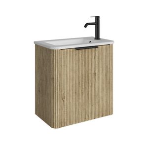 Minka Mini 550 Wall-Hung Vanity, Right Hand Tap, Scandi Oak - Washbasin cabinet by Fienza