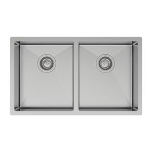 Hana 27L/27L Double Kitchen Sink, Stainless Steel - Kitchen Sink by Fienza