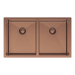 Hana 27L/27L Double Kitchen Sink, PVD Brushed Copper - Kitchen Sink by Fienza