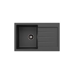 Kuro Granite 32L Single Kitchen Sink with Drainer, Matte Black - Kitchen Sink by Fienza