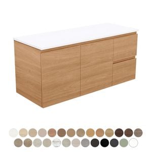 Carmen Door & Drawer 1200 Single Bowl Wall Hung Vanity - Washbasin cabinet by Fienza