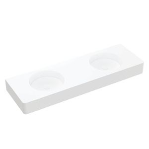 Encanto 1400 Solid Surface Wall Basin, Double Bowl, No Tap Hole - Washbasin by Fienza