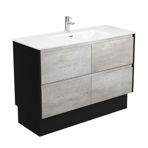 Joli Amato 1200 Industrial Vanity On Kick, Satin Black Panels - Washbasin cabinet by Fienza