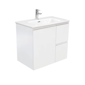 Joli Fingerpull Satin White 750 Wall-Hung Vanity - Washbasin cabinet by Fienza
