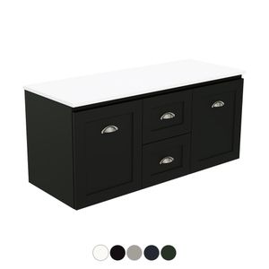 Newport Door & Drawer 1200 Double Bowl Wall Hung Vanity - Washbasin cabinet by Fienza