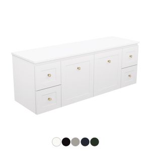 Newport Door & Drawer 1500 Double Bowl Wall Hung Vanity - Washbasin cabinet by Fienza