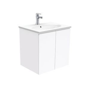 Rotondo Fingerpull Gloss White 600 Wall-Hung Vanity - Washbasin cabinet by Fienza