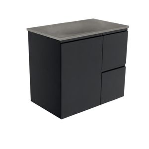 Satori Fingerpull 750 Satin Black Wall-Hung Vanity - Washbasin cabinet by Fienza