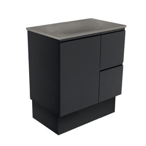 Satori Fingerpull 750 Satin Black Vanity On Kick - Washbasin cabinet by Fienza