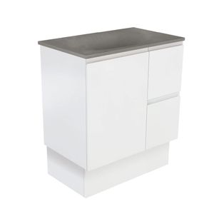 Satori Fingerpull 750 Satin White Vanity On Kick - Washbasin cabinet by Fienza