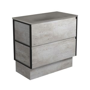 Satori Amato 900 Industrial Vanity On Kick, Matte Black Frames - Washbasin cabinet by Fienza