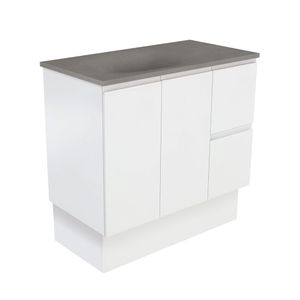Satori Fingerpull 900 Satin White Vanity On Kick - Washbasin cabinet by Fienza
