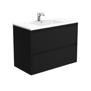 Dolce Amato 900 Satin Black Wall-Hung Vanity - Washbasin cabinet by Fienza