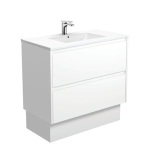 Dolce Amato 900 Satin White Vanity On Kick - Washbasin cabinet by Fienza